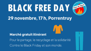 Contre le Black Friday et son monde : un marché gratuit et revendicatif à Porrentruy